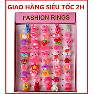 Hộp 50 chiếc nhẫn thời trang cho bé gái- Hộp 50 nhẫn xinh xắn nhiều màu sắc cho bé gái + Tặng hình dán