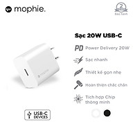 Adapter Sạc Type C PD 20W Mophie Trắng - Hàng chính hãng