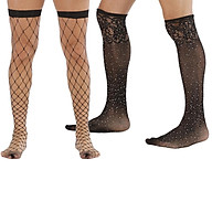 2 Pairs Adult Sequins Knee High Stockings Pantyhose Nylon Socks Gay Costumes thumbnail