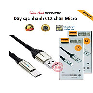 Dây sạc nhanh 3A Ham mer ( H-C12-V8 ), Chân cắm Micro, Có đèn báo, hàng chính hãng bảo hành 12 tháng