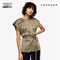 TOPSHOP - Áo kiểu nữ cổ tròn Khaki Sleeveless Tie Waist 13W18RKHA-470 thumbnail