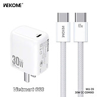 Bộ Sạc Nhanh 30W WeKome WU-39 Dành Cho iPh, SS - Kèm Cáp Sạc Bọc Dù Chắc Chắn - Hàng Chính Hãng