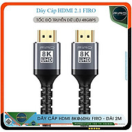 Dây HDMI FIRO ATMOS - Cáp HDMI 2.1 8K/60Hz/48Gbps - Dài 2M Lõi Dù Dùng Cho Tivi/ Máy Tính/ Playstation - Hàng Chính Hãng