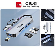 Hub Chuyển Đổi USB Type C ASWEI - 4 in 1, 5 in 1, 6 in 1, 7 in 1, 8 in 1 - HDMI, USB 3.0, PD, SD, TF, RJ45, Audio 3.5mm - Tốc Độ Cao, Hàng Chính Hãng