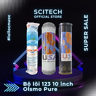 Bộ lõi số 1,2,3 Olsmo Pure 10 inch by Scitech (Lõi PP-UDF-CTO) - Dùng cho máy lọc nước RO, bộ lọc thô - Hàng chính hãng