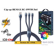 Cáp sạc nhanh đa năng 3in1 Remax RC-199th 3 đầu Type C / LN cho Táo / Micro USB 6A max 66W - dây dài 1.2m - hàng chính hãng