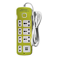 Ổ Cắm Điện Nakagami 2 USB + Ổ Cắm Đa Năng -Dây 2m (Giao màu ngẫu nhiên)