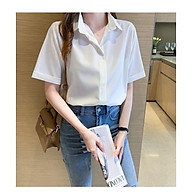 Áo sơ mi nữ đẹp tay ngắn công sở màu Đen Trắng Xanh Be kiểu Hàn Quốc form thumbnail