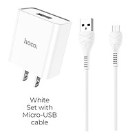 Bộ Củ Cáp Sạc Hoco C81 Kèm Cáp Micro USB- Bộ Củ Sạc Nhanh 5V/2.1A -Hàng Chính Hãng