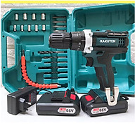 Bộ máy khoan pin RAKUTEN 66V khoan tường, khoan sắt, khoan bê tông máy 2 pin, đảo chiều và mũi khoan