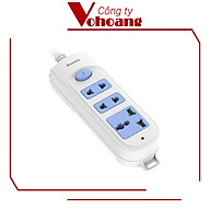 Ổ cắm điện 3 lỗ cắm Huntkey HK-A32 dây dài 3 mét, chịu tải 2500W với 2 lỗ cắm đa năng - Hàng chính hãng