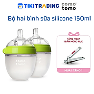 Bộ hai bình sữa silicone Comotomo 150ml - Xanh Tặng Bấm móng sơ sinh NUK