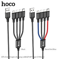 Cáp Sạc Dành Cho Hoco. X76 Super 4 Trong 1 2.0A Cổng IP * 2 + TypeC + Micro Dây Dài 1m Hàng Chính Hãng