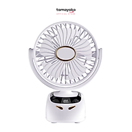 Quạt Để Bàn Kẹp Tích Điện Mini Dung Lượng Pin 3000mAh 5 Tốc Độ Gió Tích Hợp Đèn Ngủ Và Màn Hình LED - Hàng Chính Hãng Tamayoko