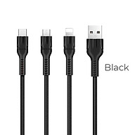 Cáp sạc 3 đầu HOCO U31  Dành cho điện thoại iPhone iP Huawei Samsung Oppo Realme - Hàng chính hãng