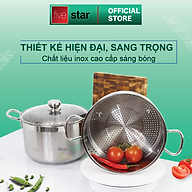 Bộ Nồi Xửng Hấp Từ Nắp Kính Fivestar Tặng 5 Muỗng - Bạc