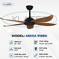 Quạt trần không đèn Klasse 48KSA 918BK hàng chính hãng