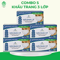COMBO 5 HỘP Khẩu trang y tế CAEMEDI 3 lớp TRẮNG Cao cấp, kháng khuẩn, lọc bụi bẩn đạt chuẩn BFE, FDA xuất khẩu Hoa Kỳ - Hộp 50 cái