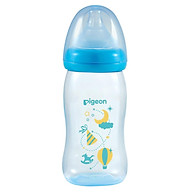 Bình sữa cổ rộng PP Plus họa tiết xanh/hồng Pigeon 240ml (M) (HSD:11/2025)