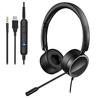New Bee H360 3.5mm USB Wired Telephone Headset Call Center Earphone with Microphone On Ear Computer Headphone Volume thumbnail