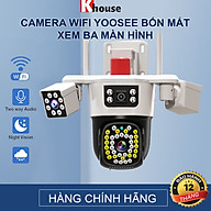 Camera Yoosee 3 Mắt Máy Bay Độc Lập Siêu Sắc Nét, Đêm Có Màu, Đàm Thoại Hai Chiều, Chống Nước Nhựa IP66, Hàng Nhập Khẩu