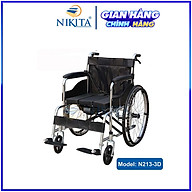 Xe lăn tay có nệm, bô vệ sinh cho người già, người bệnh, người đi lại khó khăn - NIKITA N213-3