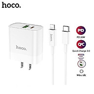 Bộ Sạc Nhanh Cho Iphone PD20W Hoco C80/C80A Plus 2 cổng Usb và Type-C kèm dây sạc Type-C sang iPhone 1M Sạc 0-50% Pin trong 30 phút - Hàng chính hãng