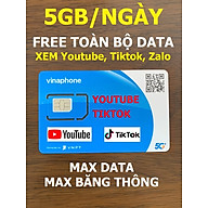 Sim 4G Vinaphone 5GB/NGÀY (Gia hạn 50k/tháng) FREE Toàn bộ Data xem Youtube, Tiktok với tốc độ cao, MAX băng thông, Max dung lượng - Dùng Toàn Quốc - hàng chính hãng