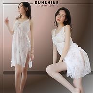 Đầm ngủ sexy gơi cảm 2 dây dáng dài xuyên thấu màu hồng trắng xanh-XEHONG1365 thumbnail