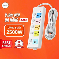 Ổ Cắm Điện 4 Ổ Cắm Kèm 2 Cổng USB Công Tắc, Đèn Báo Riêng Chịu Tải 2500W, Chống Giật, Chống Cháy - Hàng chính hãng