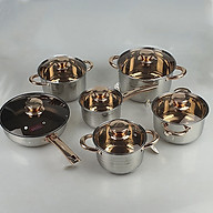 Bộ nồi 6 món đáy từ 5 lớp, nắp kính chịu lực cao cấp