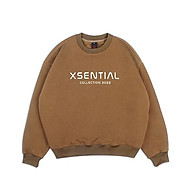 Sweater Nỉ Nam Nữ Form Croptop Rộng Màu Nâu In Chữ Essential Thương Hiệu thumbnail