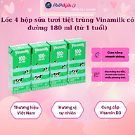 Lốc 4 hộp sữa tươi tiệt trùng Vinamilk có đường 180 ml (từ 1 tuổi)