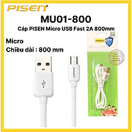 Cáp Pisen Micro USB 2A 800mm MU01-800- Hàng chính hãng thumbnail