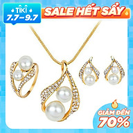 Bộ trang sức ngọc đôi 3 món dây chuyền bông tai nhẫn BHB77 thumbnail