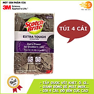Gói 4 miếng cước cọ rửa mạnh hơn inox Scotch-Brite 3M 7447 10x15cm