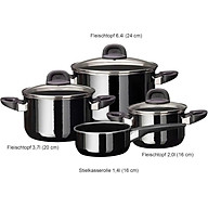 Bộ nồi Silit Modesto Line Induction 4-Piece, màu đen 3 NỒI 1 QUÁNH – MADE IN GERMANY Hàng chính hãng