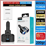 Tẩu sạc Choetech TC0020  đa năng mở rộng có 2 cổng Type C + 1 cổng Usb công suất 200w (Hàng chính hãng)