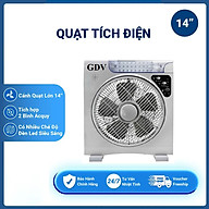 Quạt Sạc Tích Điện Dạng Hộp Tản Có Đèn LED GDV - Hàng Chính Hãng