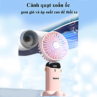 Quạt mini cầm tay REKKY gập gọn phù hợp mang đi du lịch, có đèn led hiển thị chế độ và dung lượng pin- Hàng Chính Hãng