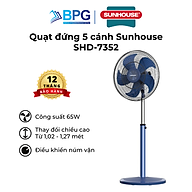 Quạt đứng 5 cánh 65W SUNHOUSE SHD-7352 động cơ đồng nguyên chất, gió mạnh, máy bền, vận hành êm ái, Hàng chính hãng