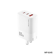 Củ Sạc Nhanh Đa Năng 65W WEKOME - WP U145, 2 Cổng C - 1 USB - Hàng Chính Hãng