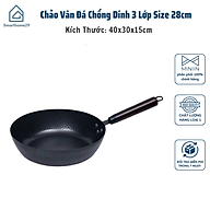 Chảo Vân Đá Chống Dính 3 Lớp Size 28cm, Chảo Chiên Ngập Dầu Sâu Lòng  - HÀNG CHÍNH HÃNG MINIIN