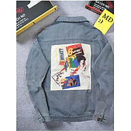 Áo khoác jeans nam xanh in hình A357 MUIDOI thumbnail