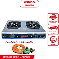 Bếp Gas Đôi Mặt Inox WINDO - 618 PHI 100 - Lửa lớn, điếu gang, có đầu hâm tiết kiệm gas- Hàng Chính Hãng