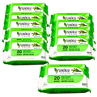 Combo 10 Gói Khăn Ướt Yuniku 20 Tờ Hương Trà Xanh ( 20 Tờ x 10 )