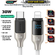 Cáp sạc nhanh USAMS SJ741 Type-C to Ln 30W màn hình hiển thị kỹ thuật số - Hàng Chính Hãng