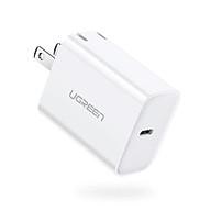 sạc nhanh cổng usb type c power delivery chân sạc chuẩn US xếp được màu trắng Ugreen 137DV70226CD 18W PD hàng chính hãng