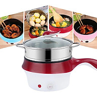 Nồi Lẩu Điện Đa Năng, Ca Nấu Mì Tiện Lợi Kèm Giá Hấp Có Tay Cầm Tiện Dụng 18cm, Nồi Lẩu Hấp Mini 2 Tầng Cao Cấp- Hàng Chính Hãng