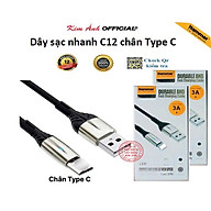 Dây sạc nhanh 3A Hiệu Ham mer ( H-C12-C ), Chân TypeC, Có đèn báo hàng chính hãng